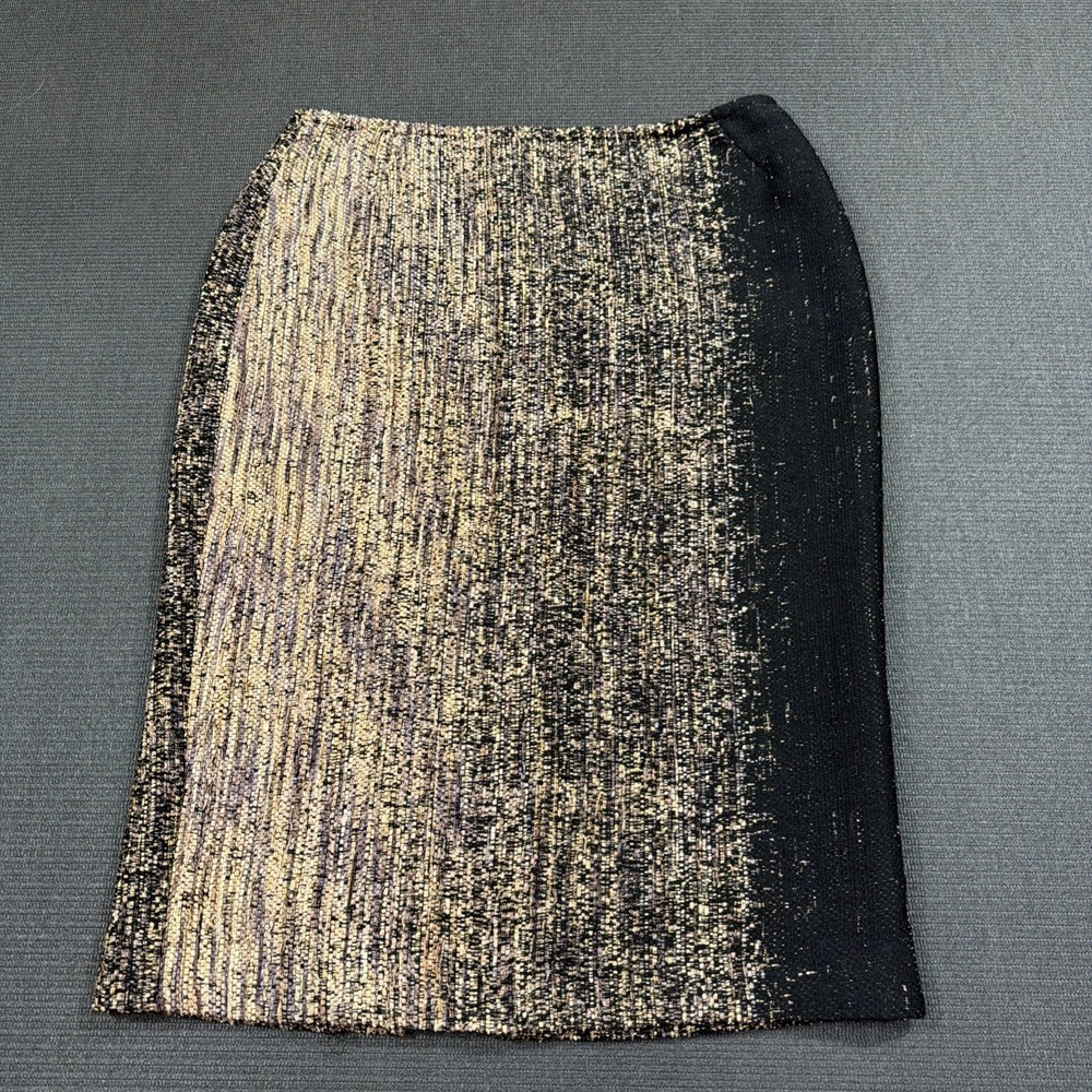 LAFAYETTE 148 New York Christina Gold Black Textured Pencil Skirt Women's Size 4